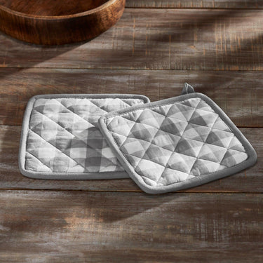 Annie Buffalo Check Grey Pot Holder Set of 2 8x8 - The Fox Decor